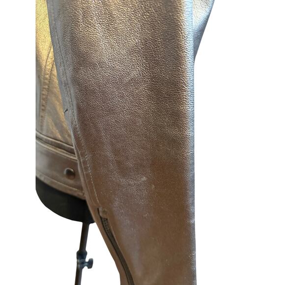 Mackage x Aritzia Metallic Gray Lamb Leather Moto Biker Jacket Small Chic Edgy - Picture 10 of 16